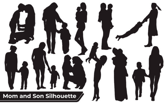 Mom and Son Silhouettes: Graphics for Crafts